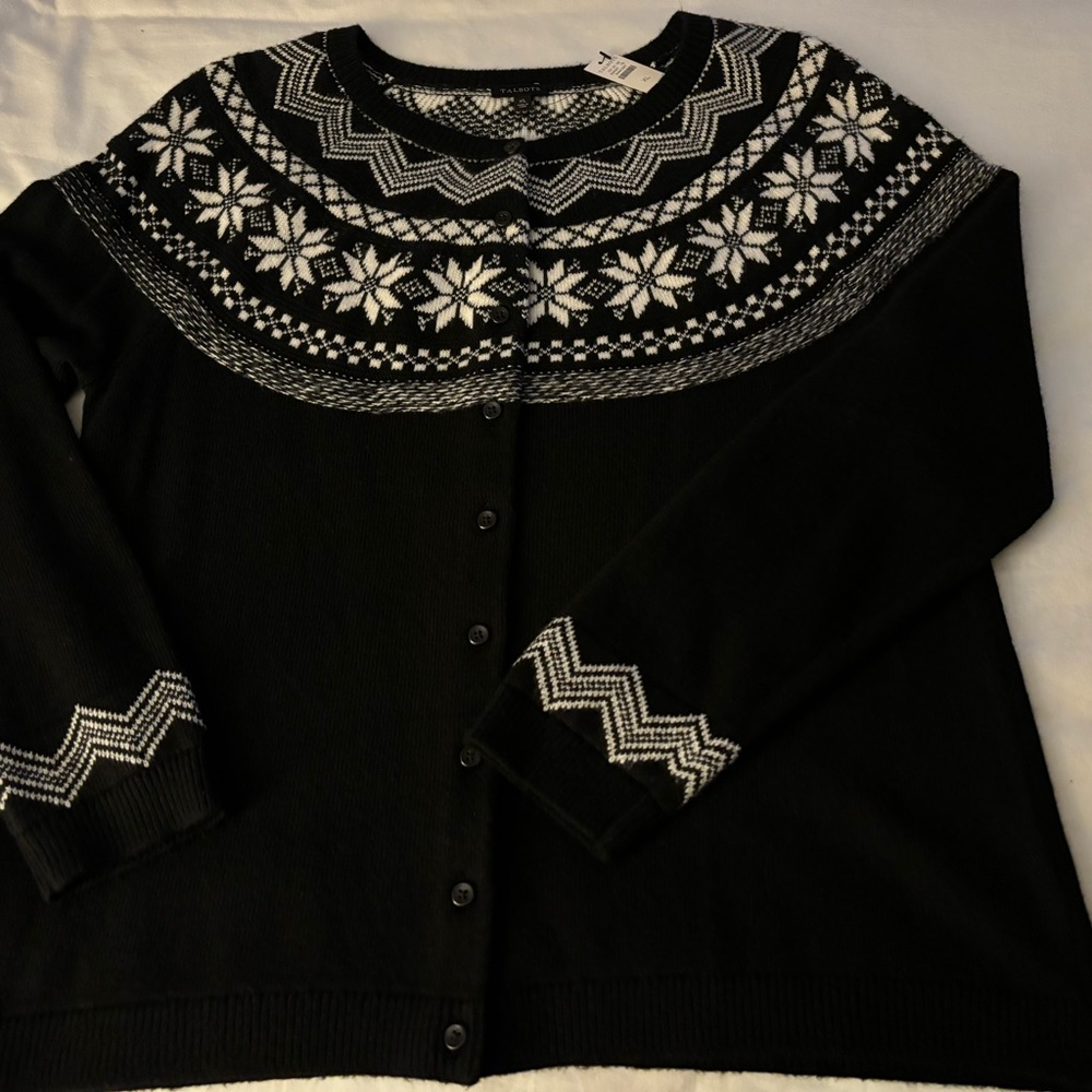 Talbots Black XL Long Sleeve Cardigan